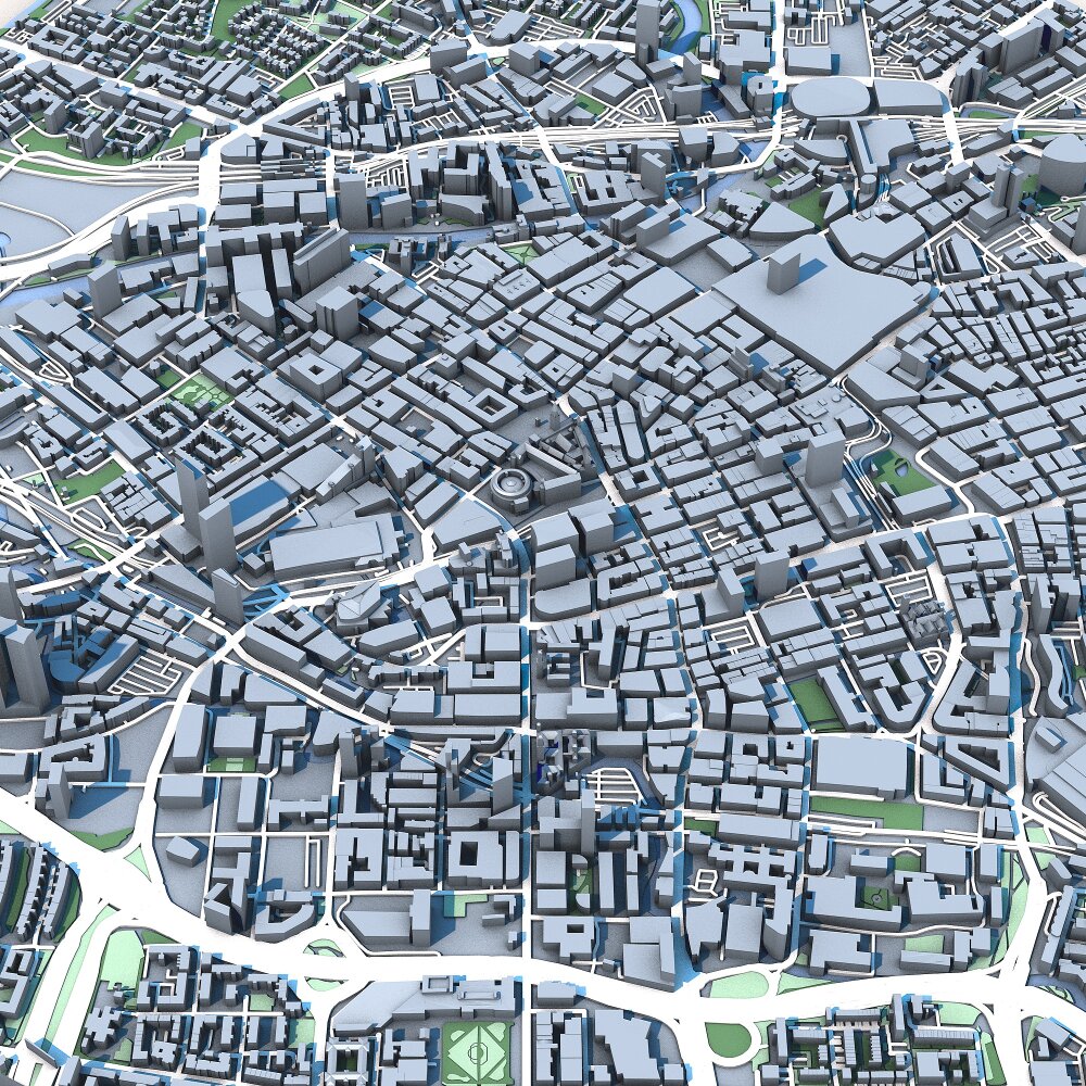 Part of Manchester City United Kingdom 3D model - Download City on ...