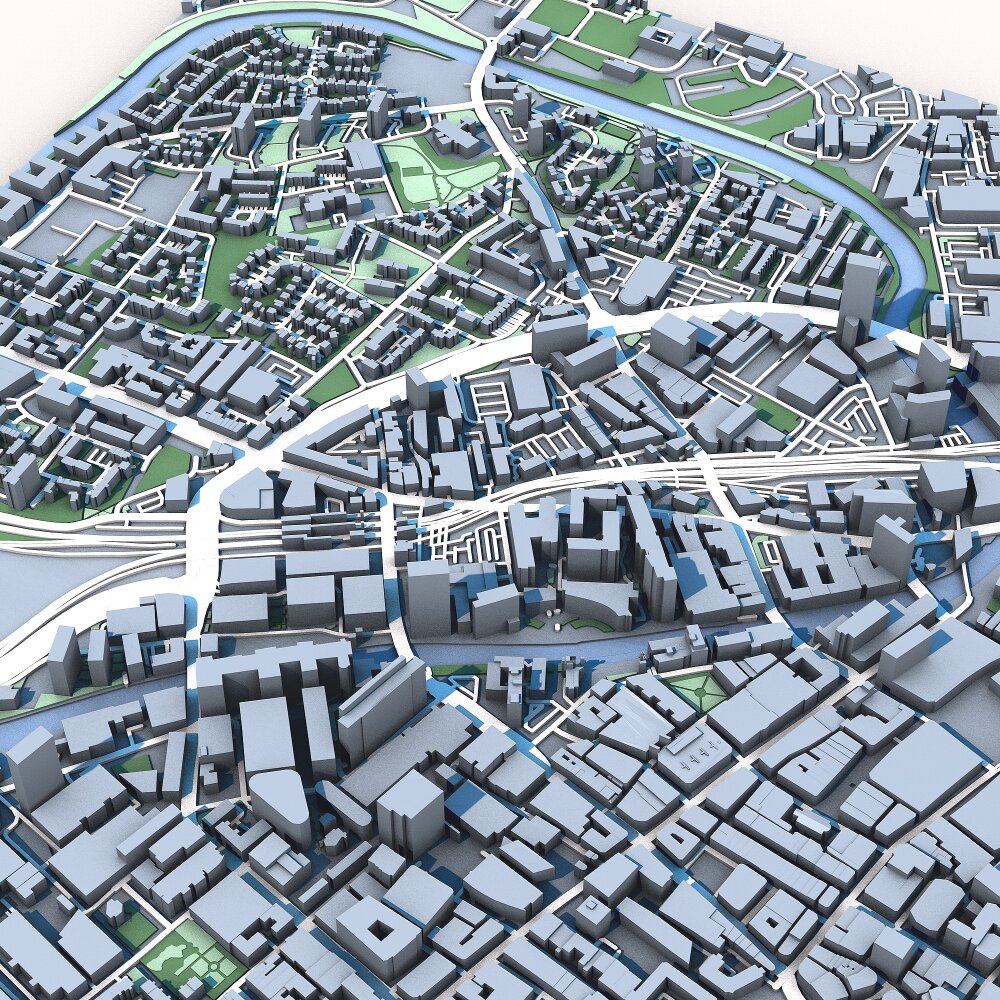 Part of Manchester City United Kingdom 3D model - Download City on ...