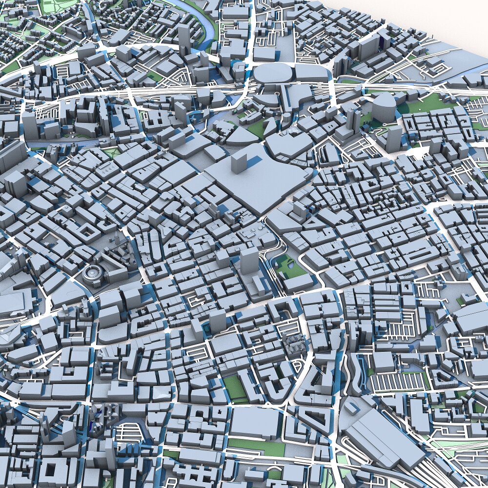 Part of Manchester City United Kingdom 3D model - Download City on ...