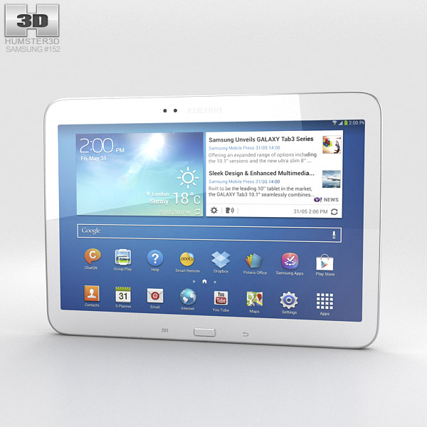 Samsung Galaxy Tab 3 10.1-inch White 3D model - Download