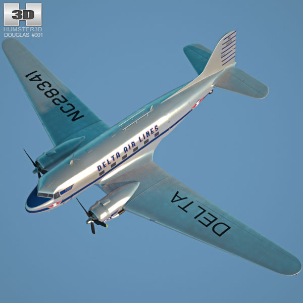 ダグラスDC-3航空機 3Dモデル - ダウンロード 飛行機 オン 3DModels.org
