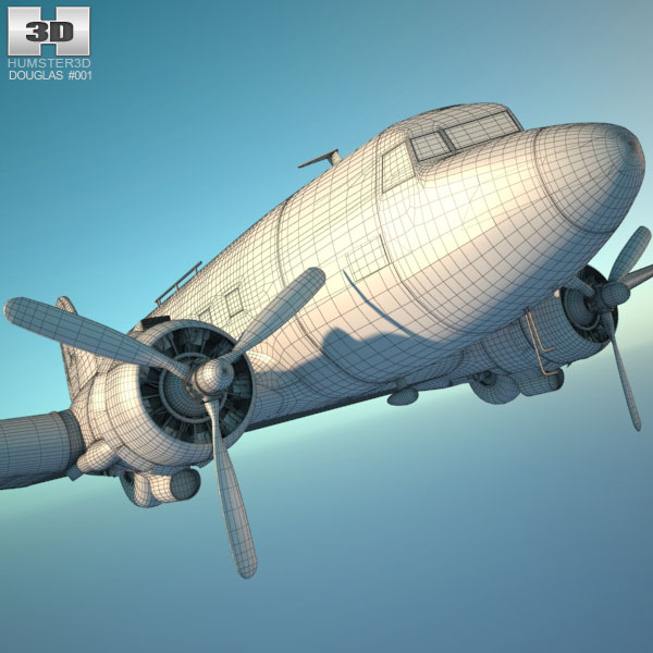 ダグラスDC-3航空機 3Dモデル - ダウンロード 飛行機 オン 3DModels.org