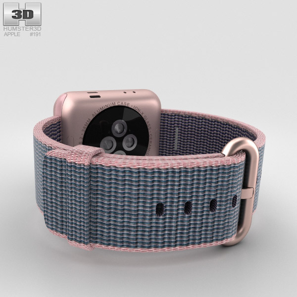 Apple Watch Series 2 38mm Rose Gold Aluminum Case Pink Blue Woven
