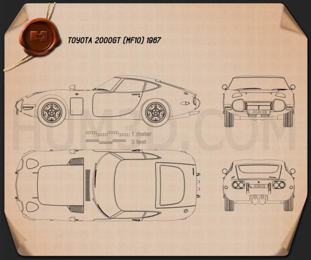 トヨタ 2000GT 1970 設計図 - 3DModels.org