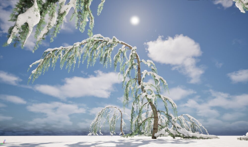 冬雪覆盖的垂枝蓝色阿特拉斯雪松 3D模型 - 下载 树木 on 3DModels.org