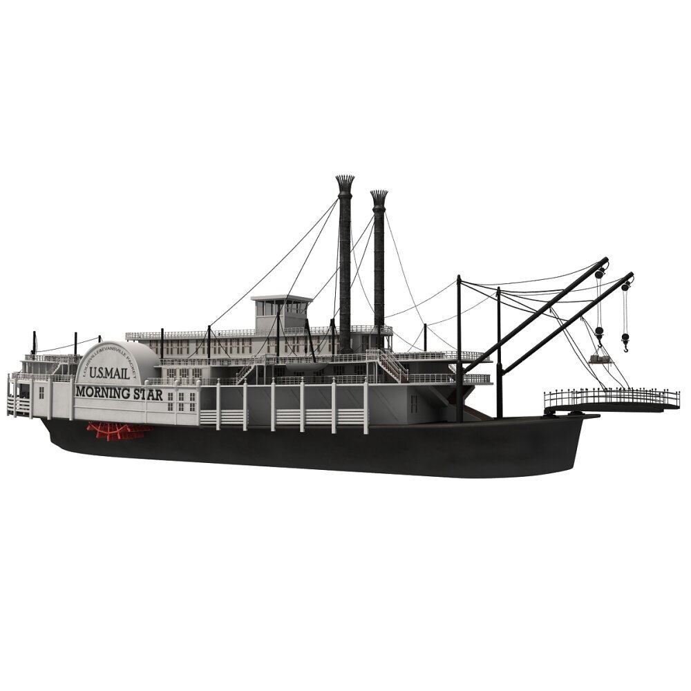 外輪船の川船 3Dモデル - ダウンロード 蒸気船 オン 3DModels.org