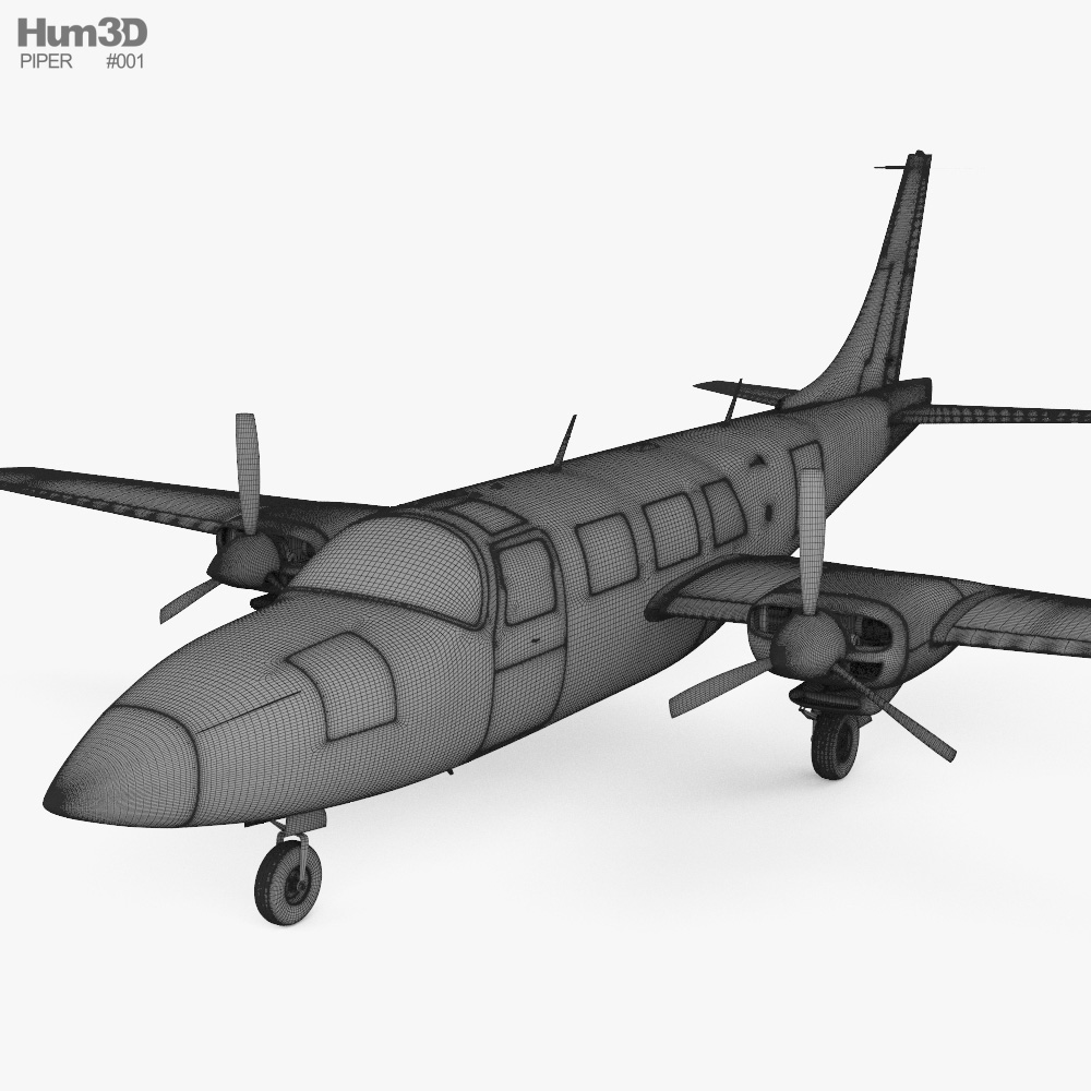 パイパー・エアロスター双発機 3Dモデル - ダウンロード 小型航空機
