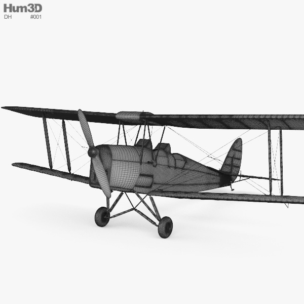 de Havilland DH.82 Tiger Moth 3D model - Download Light Aircraft