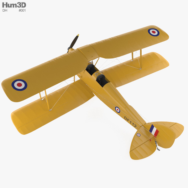 de Havilland DH.82 Tiger Moth 3D model - Download Light Aircraft