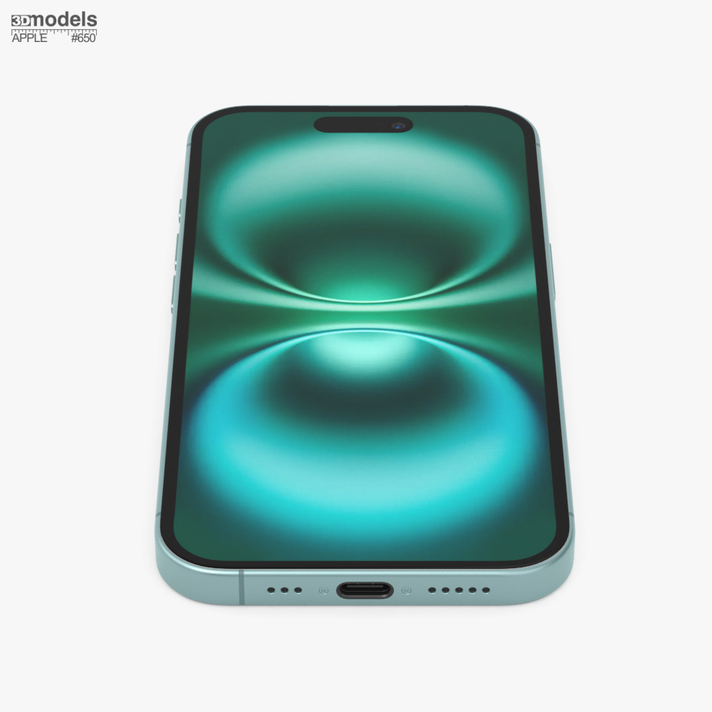 Apple iPhone 16 Turkuaz Renkte 3D modeli - İndir Telefonlar