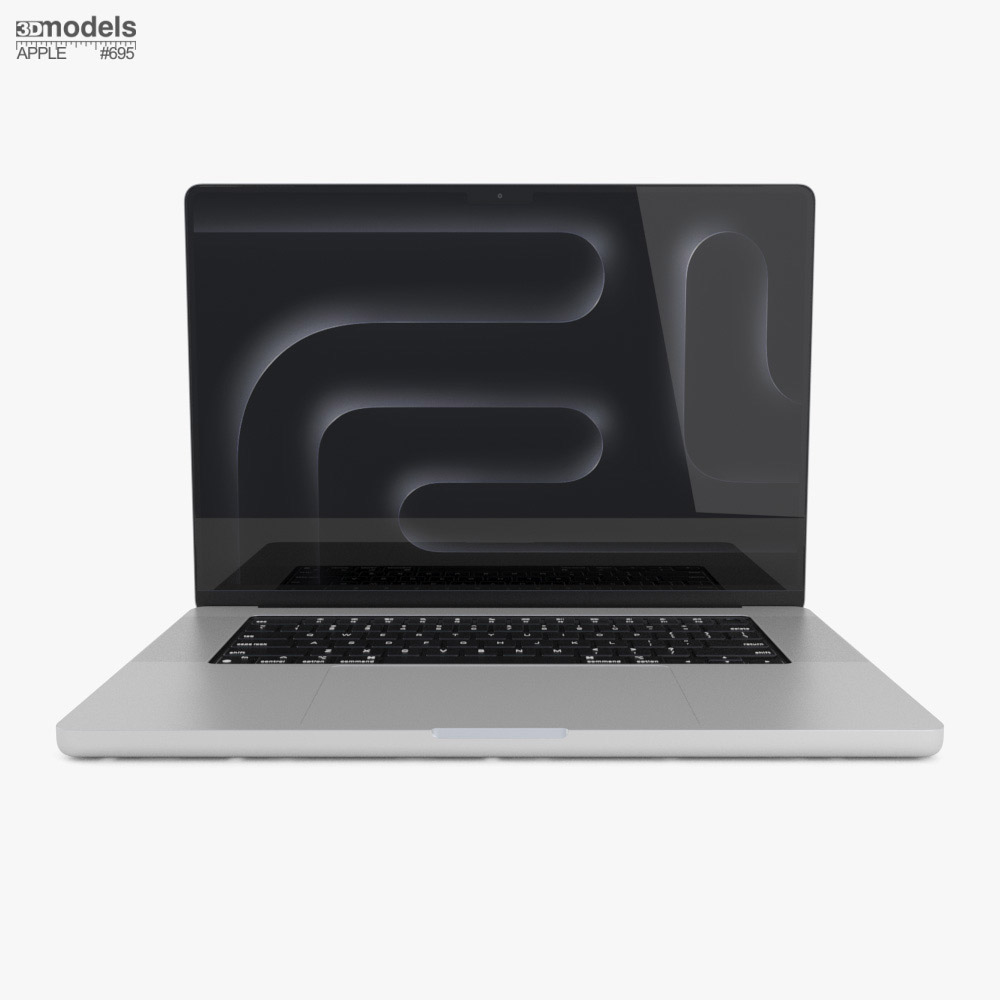Apple MacBook Pro 2024 16 inch Silver 3D model - Download Laptop