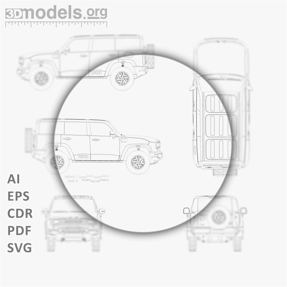 BAIC Beijing BJ40P 2025 Vector Blueprint - 3DModels.org