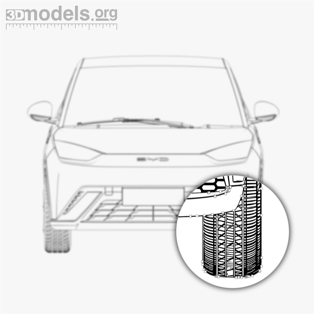BYD Seagull 2025 Vector Blueprint - 3DModels.org