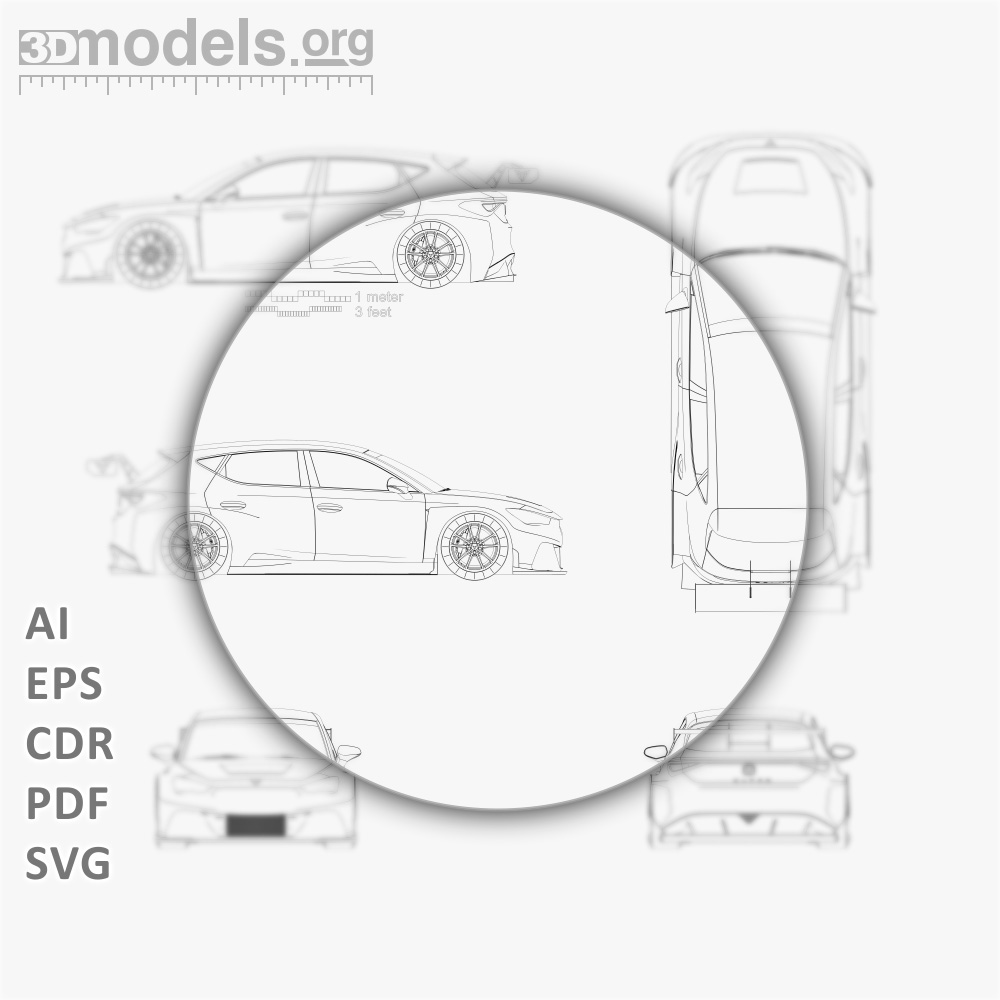Cupra Leon e-Racer 2022 Vector Blueprint - 3DModels.org