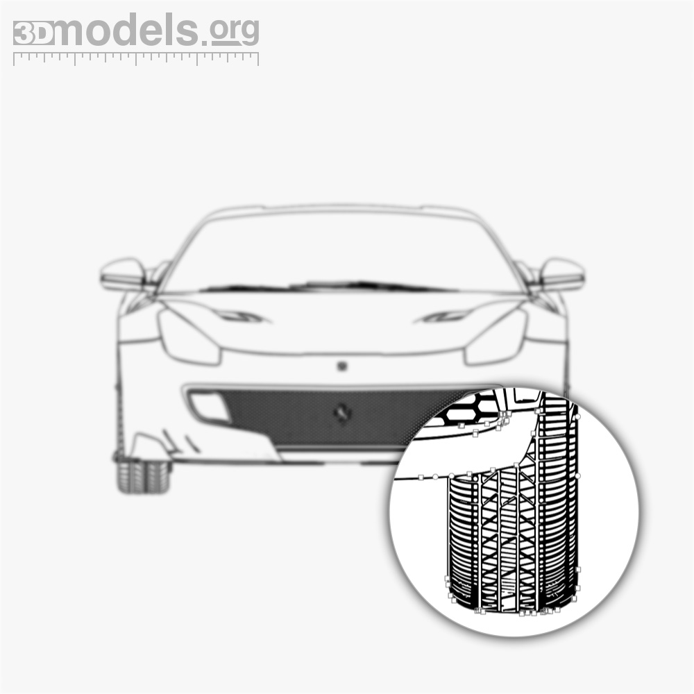 Ferrari F12 TDF 2017 Vector Blueprint - 3DModels.org