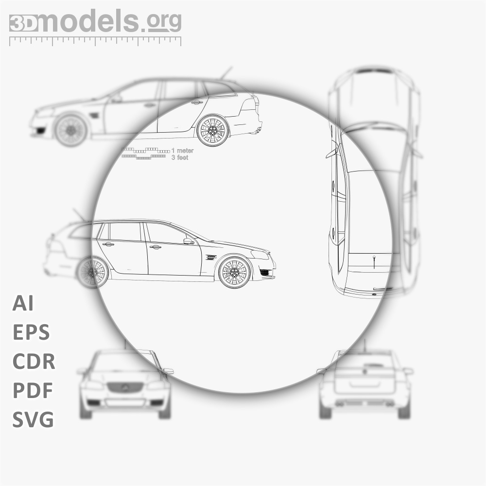 Holden VE Commodore Sportwagon 2014 Vector Blueprint - 3DModels.org