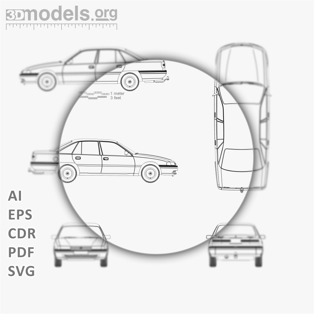 Holden Commodore 1991 Vector Blueprint - 3DModels.org