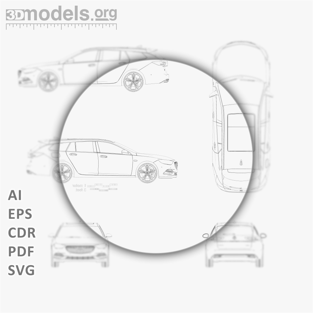 Holden Commodore Sportwagon 2021 Vector Blueprint - 3DModels.org