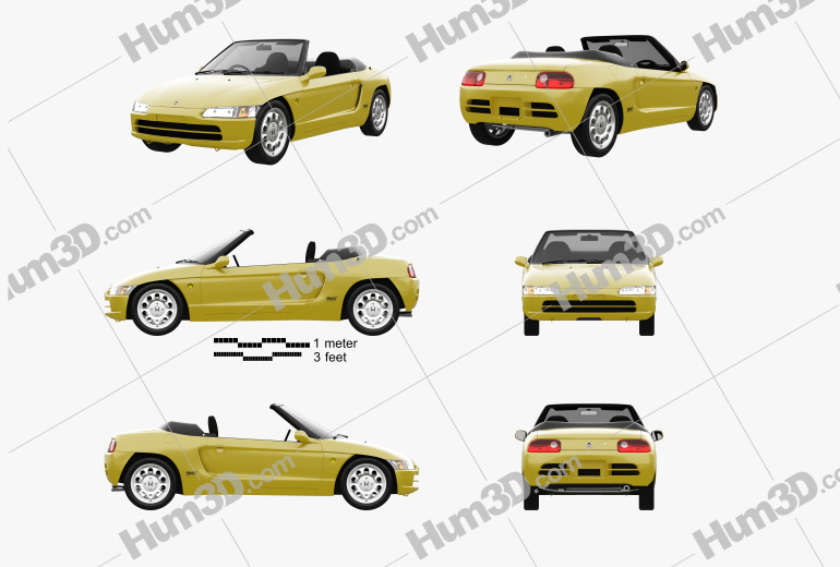 ホンダ ビート カラーチャート ホンダ ビート PP1 1995 テンプレート設計図 - 3DModels.org