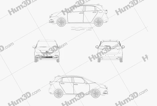 Honda Jazz blueprints Завантажити у PNG - 3DModels.org