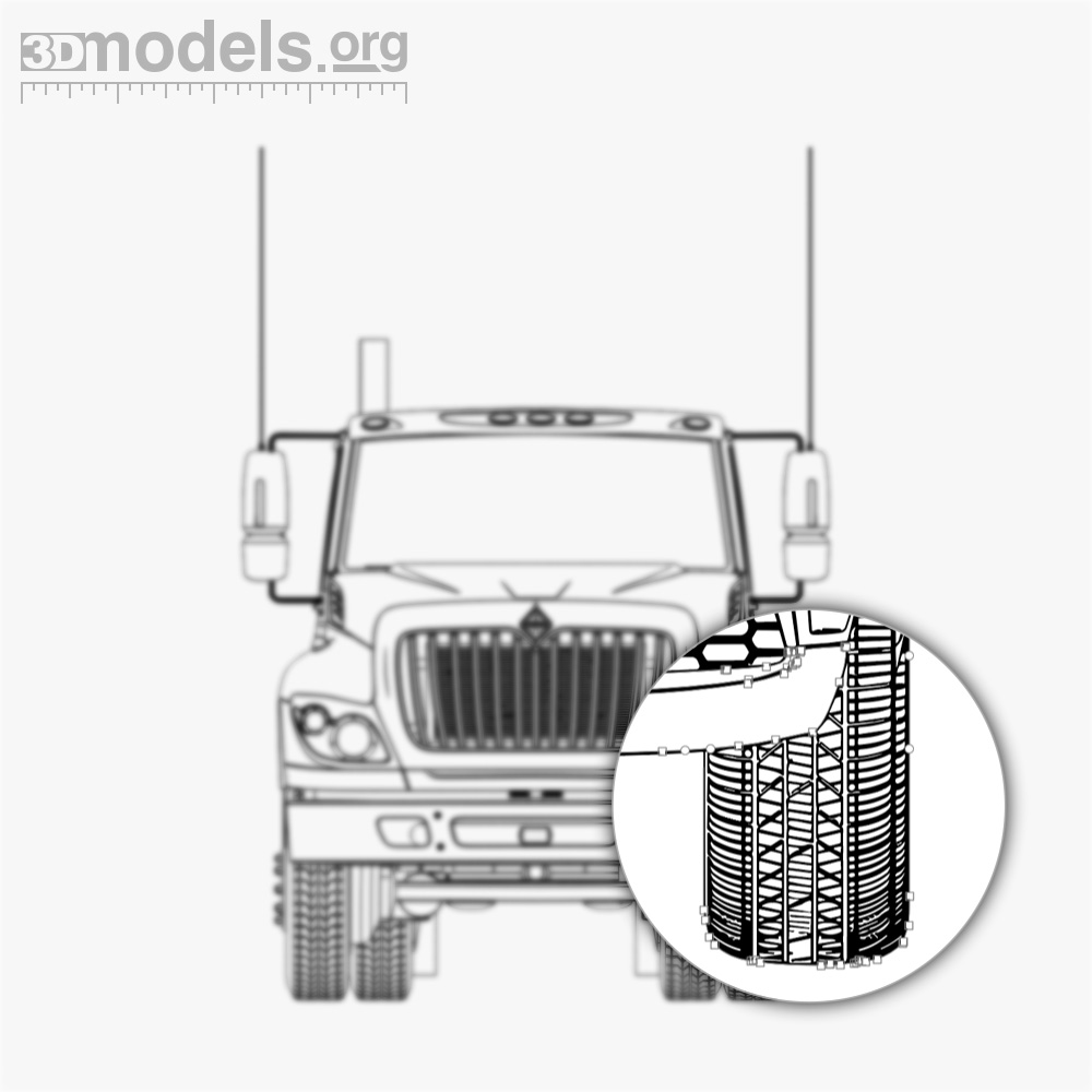 International Workstar Chassis Truck 2014 Vector Blueprint - 3DModels.org