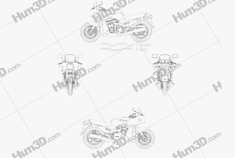カワサキ GPZ900R ニンジャ 1984 設計図 - 3DModels.org