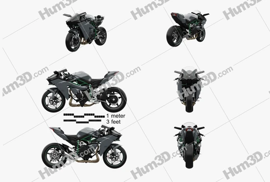 Kawasaki Ninja blueprints Baixar em PNG - 3DModels.org