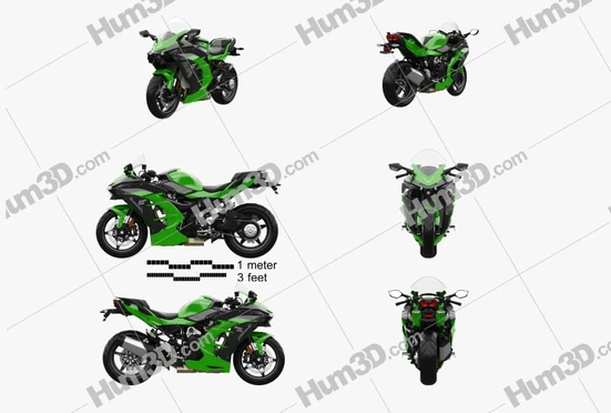Kawasaki Ninja blueprints Baixar em PNG - 3DModels.org