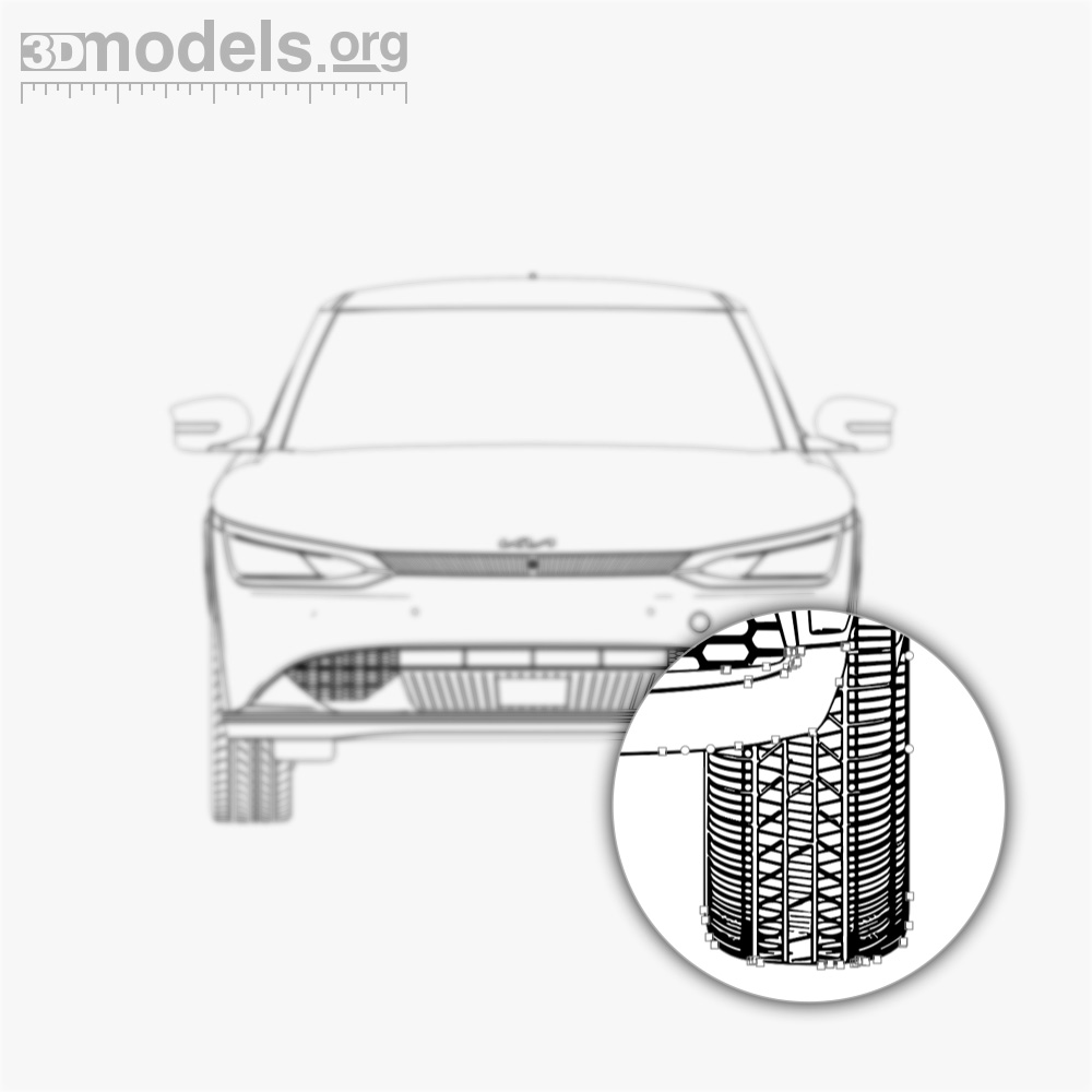 Kia EV6 2024 Vector Blueprint - 3DModels.org