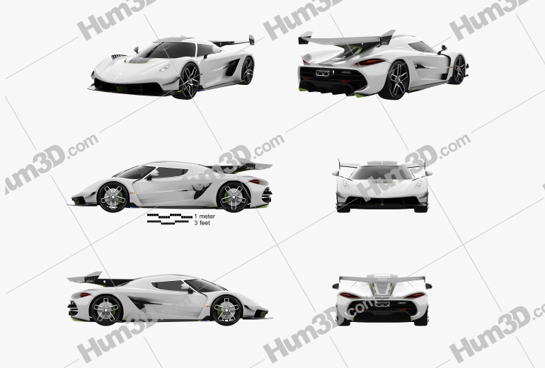 Koenigsegg Jesko 2022 Blueprint Template - 3DModels.org