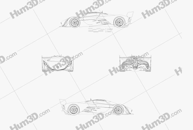 マツダ フライ コンセプトカー 2008 設計図 - 3DModels.org