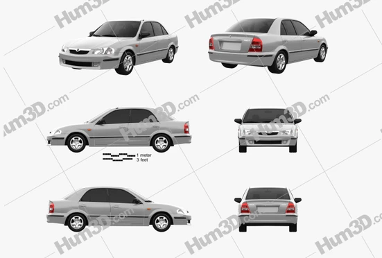 Mazda 323 blueprints Download in PNG - 3DModels.org