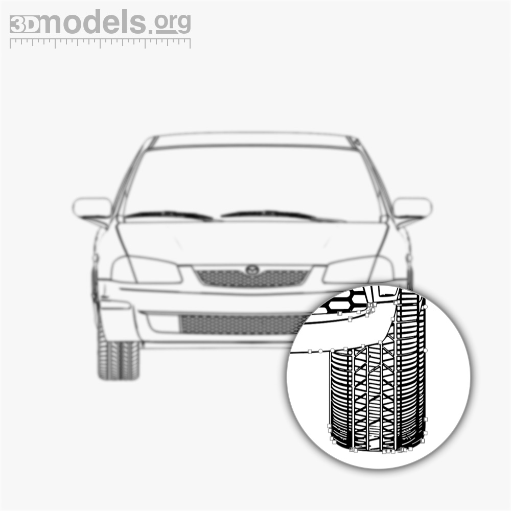 Mazda 323 Familia 2003 Vektör Teknik Çizim - 3DModels.org