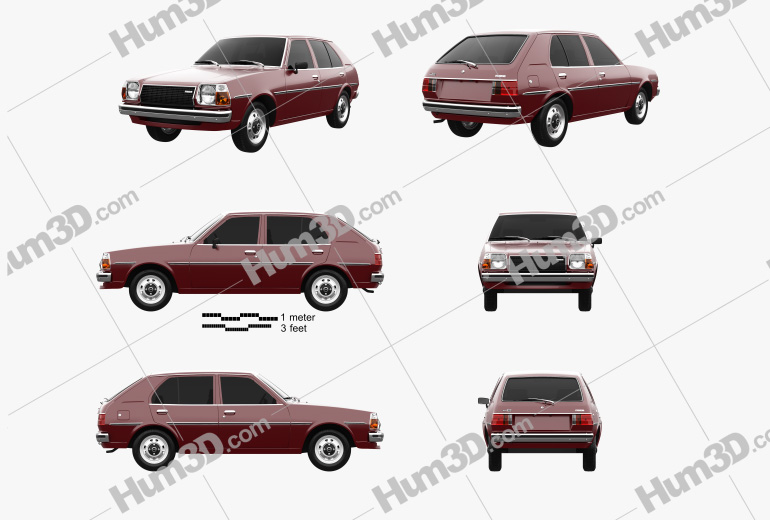 马自达323 Familia 1978 蓝图模板- 3DModels.org