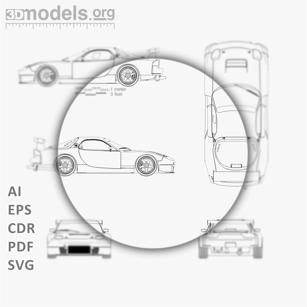 Mazda RX-7 GT300 2008 Vector Blueprint - 3DModels.org