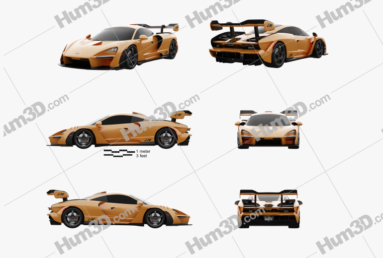 McLaren Senna LM 2022 Blueprint Template - 3DModels.org