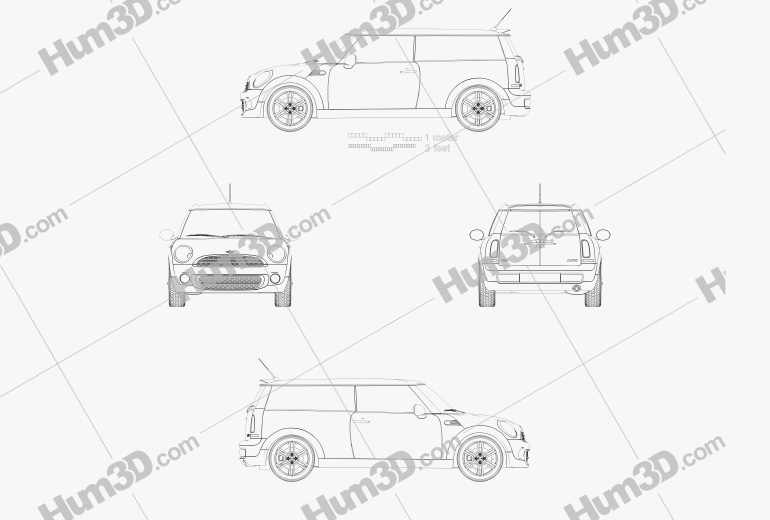 ミニ クーパー クラブマン 2014 設計図 - 3DModels.org