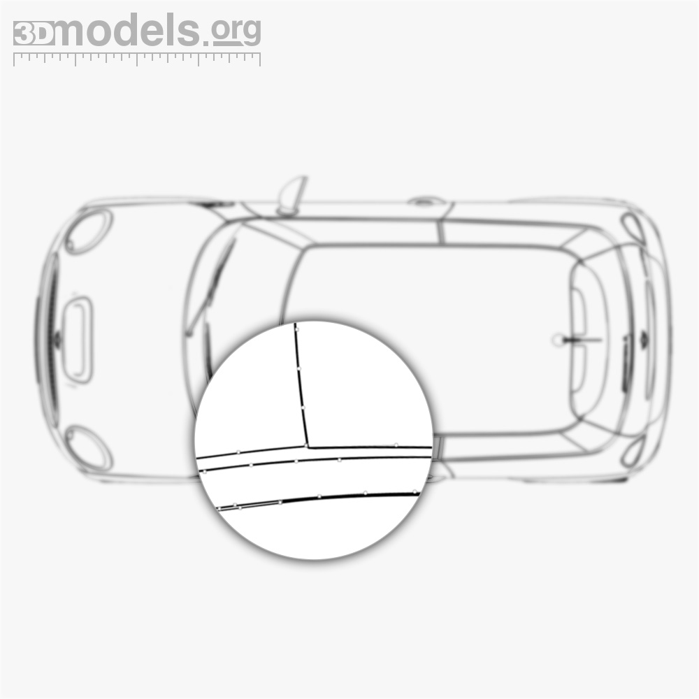 Mini Cooper S hardtop 2014 Vector Blueprint - 3DModels.org