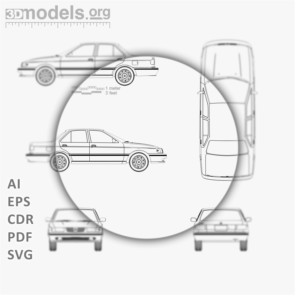 Nissan Tsuru 2016 Vector Blueprint - 3DModels.org