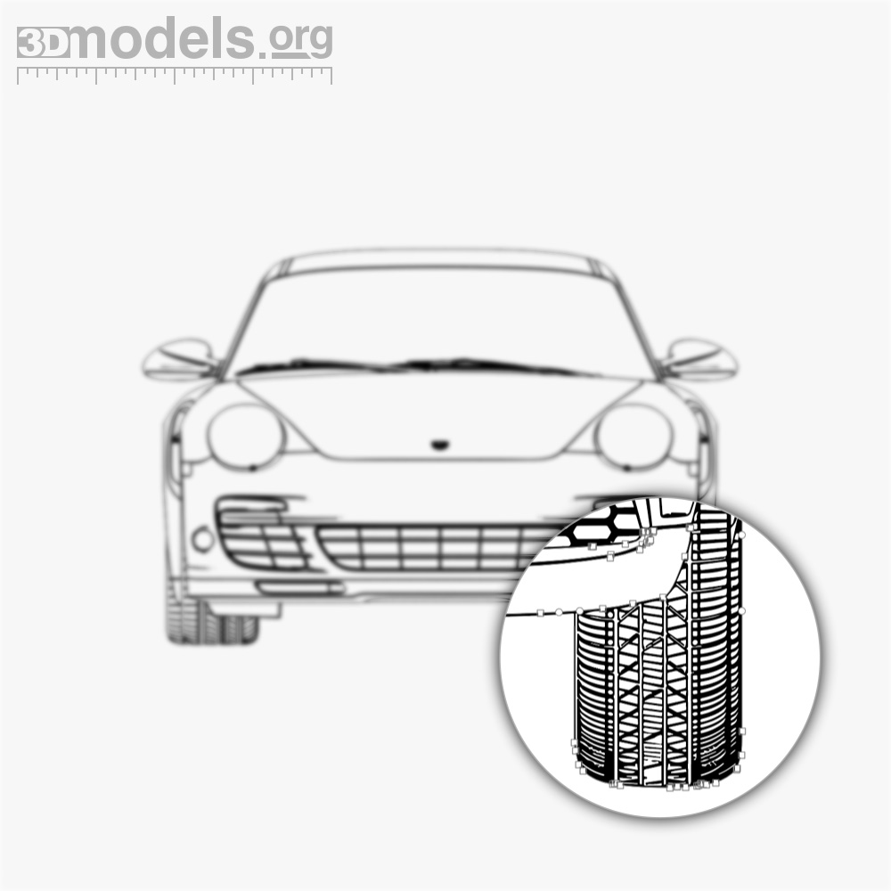 Porsche 911 Turbo S Coupe 2012 Vector Blueprint
