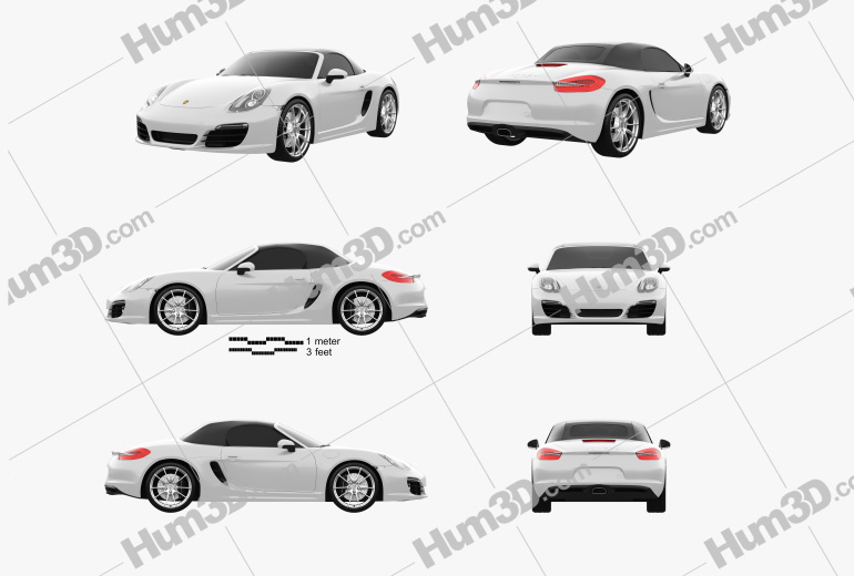 ポルシェ ボクスター 981 2015 テンプレート設計図 - 3DModels.org
