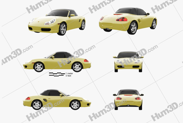 ポルシェ ボクスター 986 2003 テンプレート設計図 - 3DModels.org