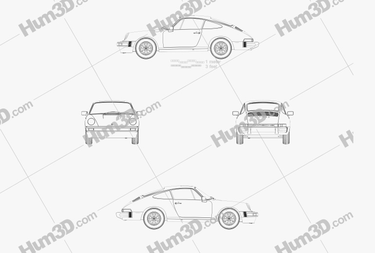Porsche 911 SC Coupe (911) 1978 Blueprint - 3DModels.org