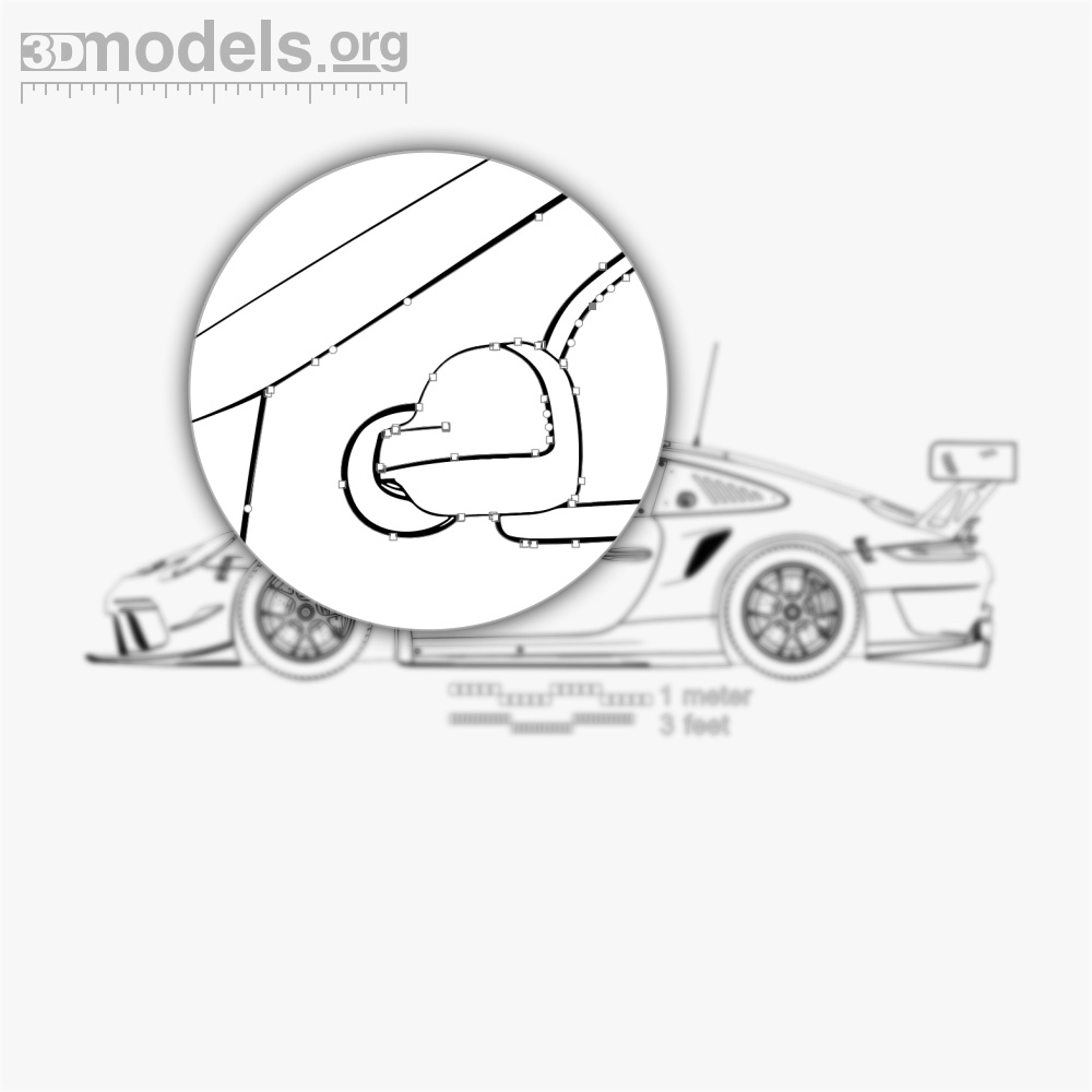 Porsche 911 GT3 R 2022 Vector Blueprint - 3DModels.org