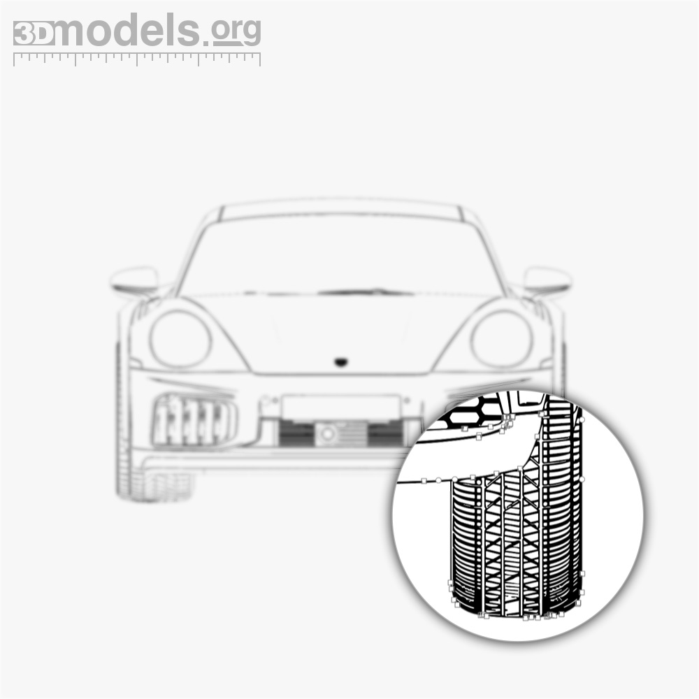 ポルシェ 911 ターボ S (992) 2025 ベクター設計図 - 3DModels.org