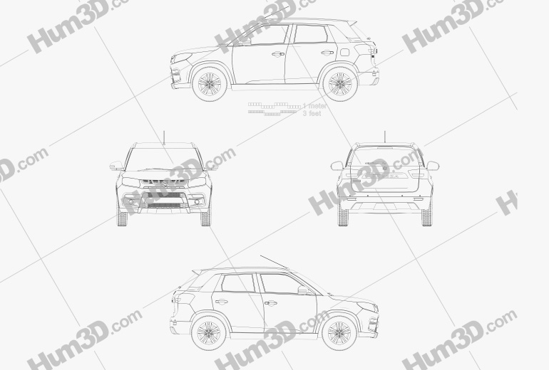 Suzuki Maruti Vitara Brezza 2019 Blueprint - 3DModels.org