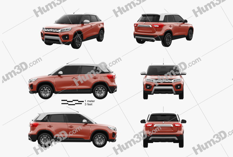Suzuki Maruti Vitara Brezza 2022 Blueprint Template - 3DModels.org