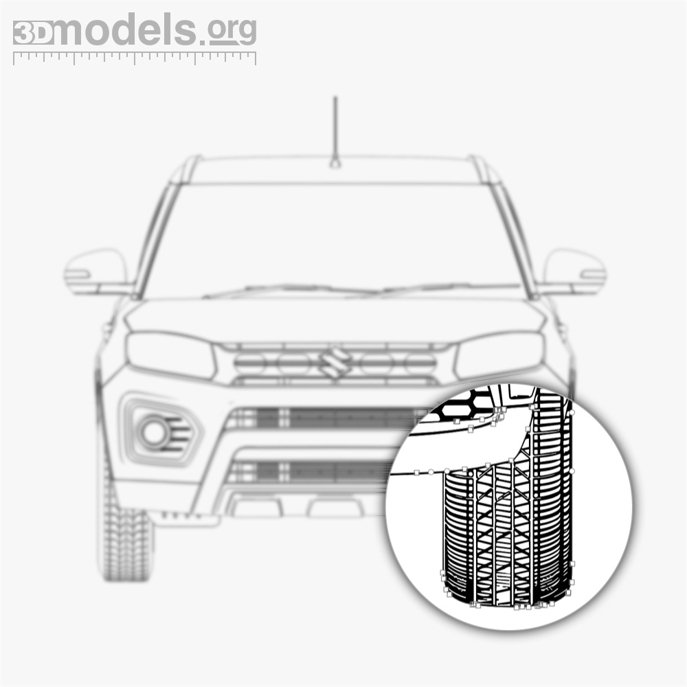 Suzuki Maruti Vitara Brezza 2024 Vector Blueprint - 3DModels.org