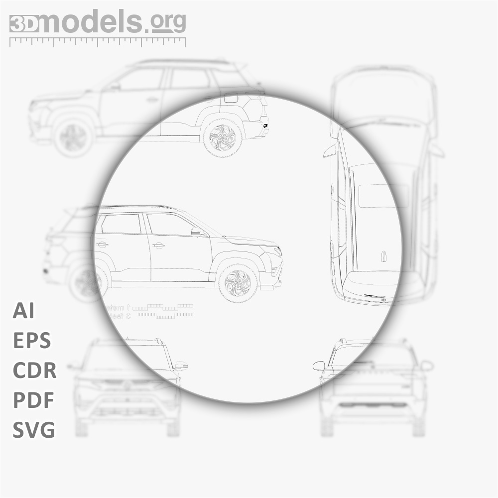 Suzuki Maruti Brezza 2025 Vector Blueprint - 3DModels.org