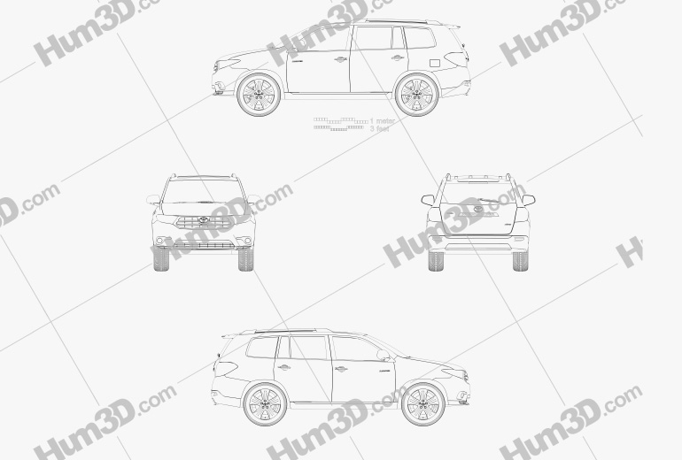 Toyota Highlander blueprints Download in PNG - 3DModels.org